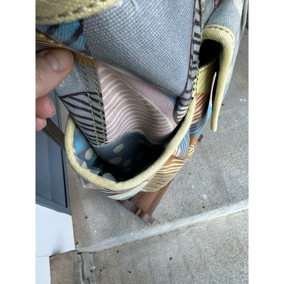 Fossil Key Per Multicolor Circle Print Coated Canvas Tote Bag Polka Dot Lining - Picture 10 of 12